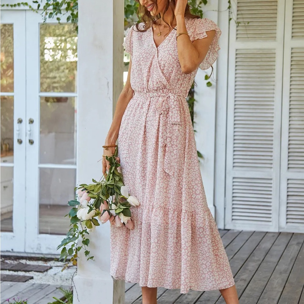 Pretty Garden floral wrap dress